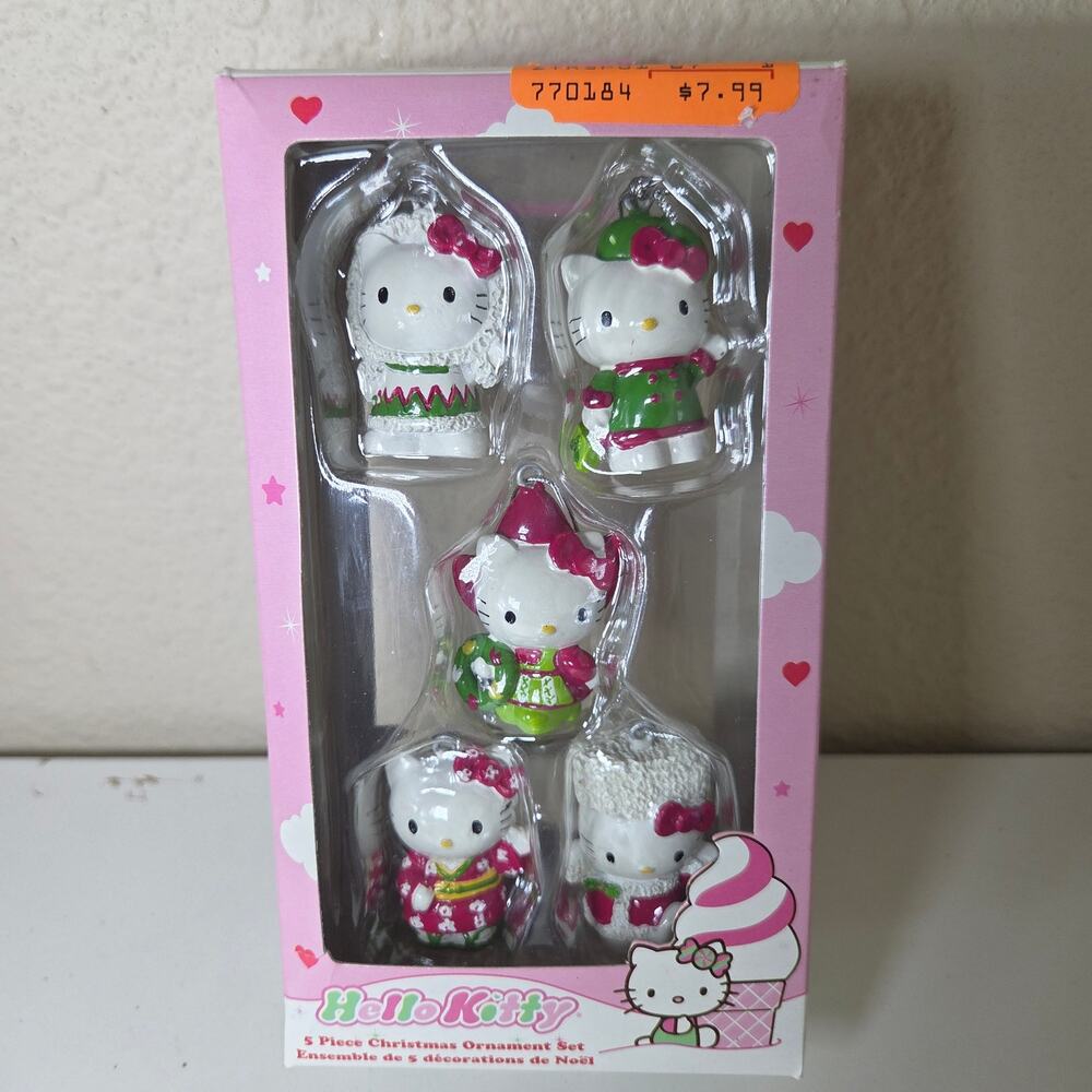 Sanrio Hello Kitty Toys R Us Christmas Ornaments 2011 5 piece set NIB